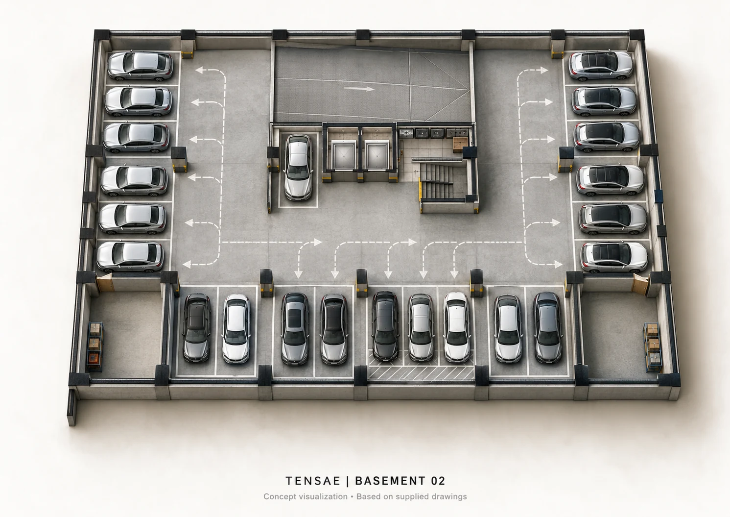 Basement 02 — full-floor 3D concept